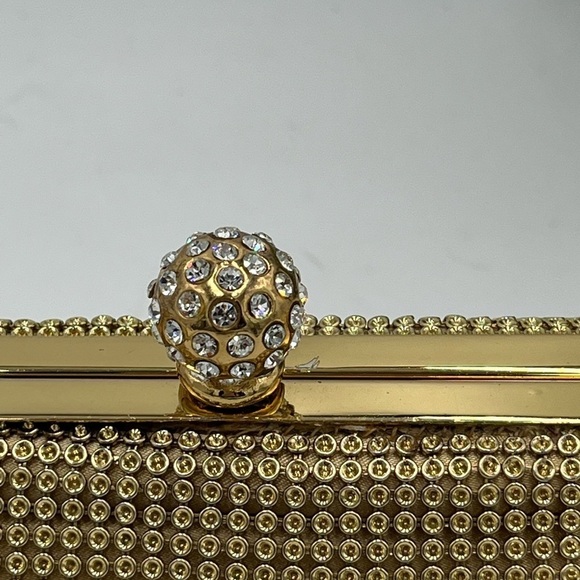 Whiting & Davis Gold Crystal Ball Metal Mesh Evening Party Clutch Bag Purse - Picture 4 of 16